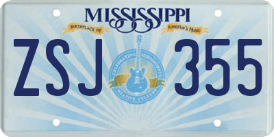 MS license plate ZSJ355