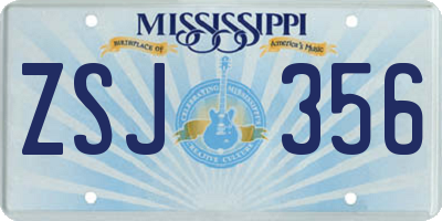 MS license plate ZSJ356
