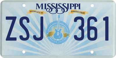 MS license plate ZSJ361