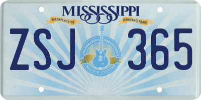 MS license plate ZSJ365