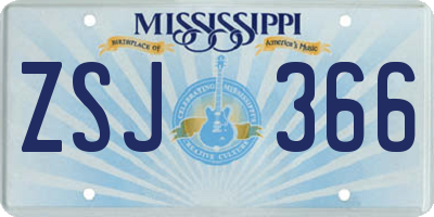 MS license plate ZSJ366