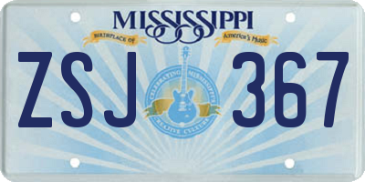MS license plate ZSJ367