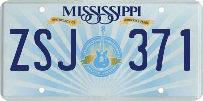 MS license plate ZSJ371