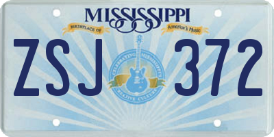 MS license plate ZSJ372