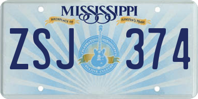 MS license plate ZSJ374
