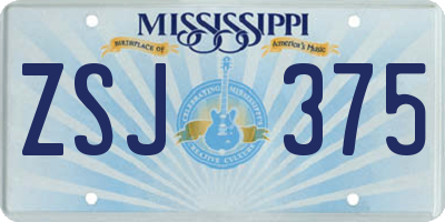 MS license plate ZSJ375