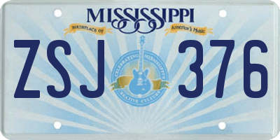 MS license plate ZSJ376