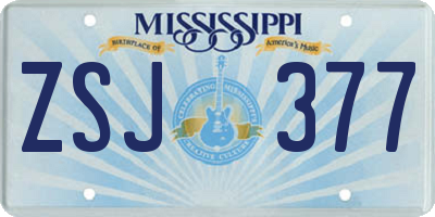 MS license plate ZSJ377