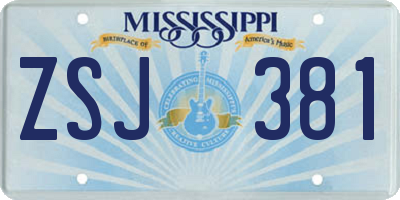 MS license plate ZSJ381