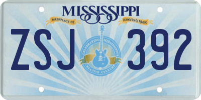 MS license plate ZSJ392