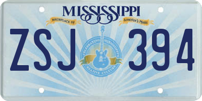 MS license plate ZSJ394