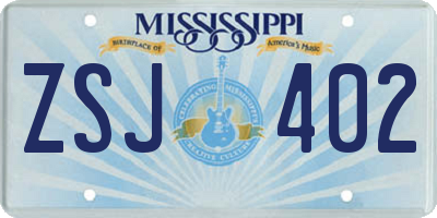 MS license plate ZSJ402