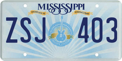 MS license plate ZSJ403