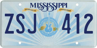 MS license plate ZSJ412