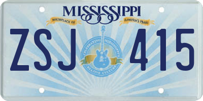 MS license plate ZSJ415