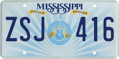 MS license plate ZSJ416