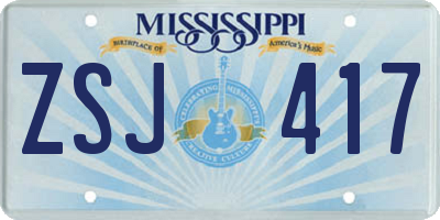 MS license plate ZSJ417