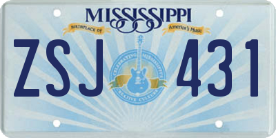 MS license plate ZSJ431