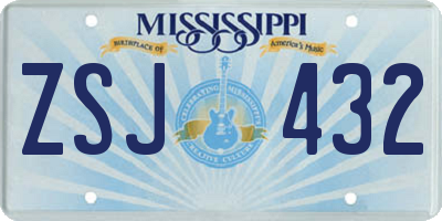 MS license plate ZSJ432