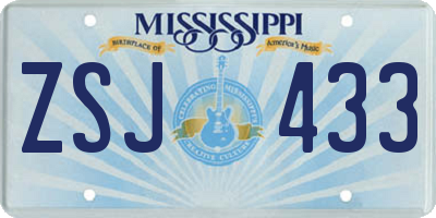 MS license plate ZSJ433