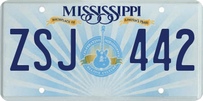 MS license plate ZSJ442