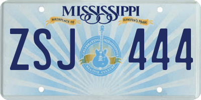 MS license plate ZSJ444