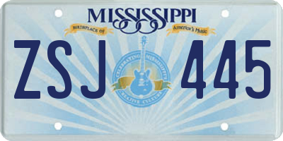 MS license plate ZSJ445