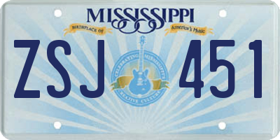 MS license plate ZSJ451