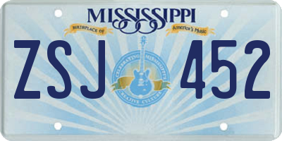MS license plate ZSJ452