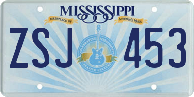 MS license plate ZSJ453
