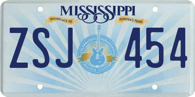 MS license plate ZSJ454