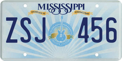 MS license plate ZSJ456