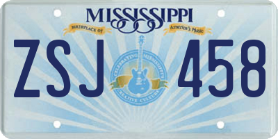 MS license plate ZSJ458