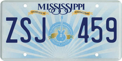 MS license plate ZSJ459