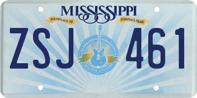 MS license plate ZSJ461