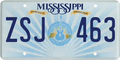 MS license plate ZSJ463