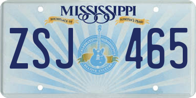 MS license plate ZSJ465