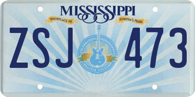 MS license plate ZSJ473