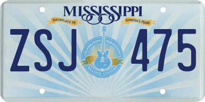 MS license plate ZSJ475