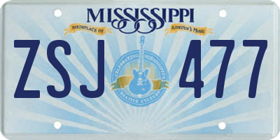 MS license plate ZSJ477