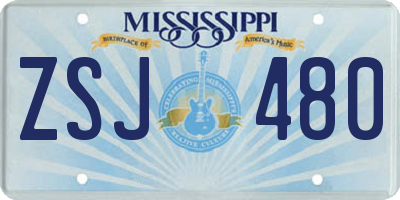 MS license plate ZSJ480