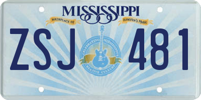 MS license plate ZSJ481