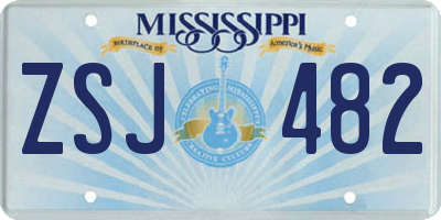 MS license plate ZSJ482