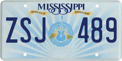 MS license plate ZSJ489