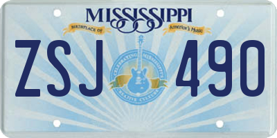MS license plate ZSJ490