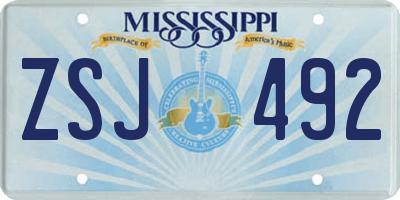 MS license plate ZSJ492