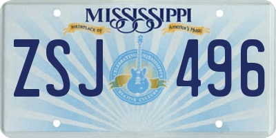 MS license plate ZSJ496