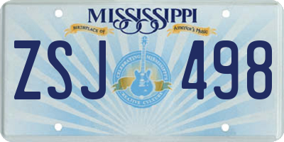 MS license plate ZSJ498