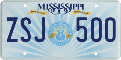 MS license plate ZSJ500