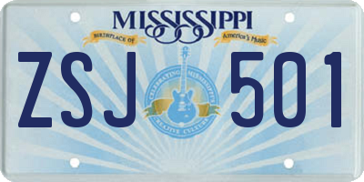 MS license plate ZSJ501